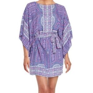 BCBGMaxAzria Women’s Bryna Dress Blue Pink Size Small Kimono Sleeves